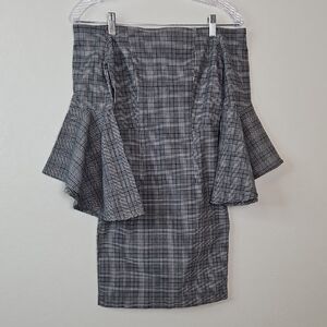 Jealous Tomato Black and White Plaid Pencil Skirt